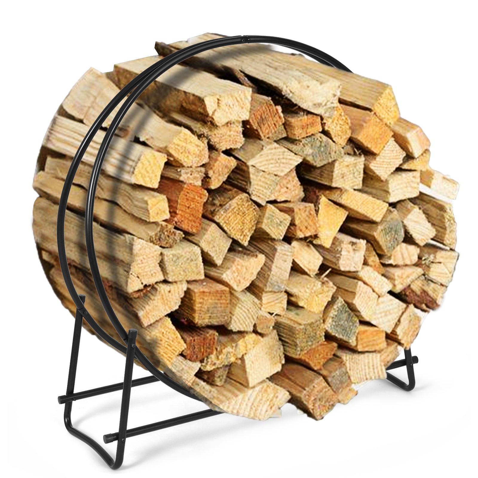 40-inch Tubular Steel Firewood Storage Rack, Black Log Storage at Gallery Canada