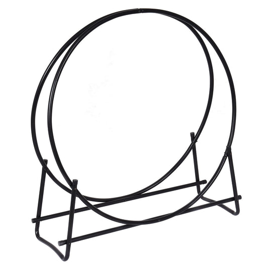 40-Inch Tubular Steel Firewood Storage Rack, Black Log Storage Black at Gallery Canada