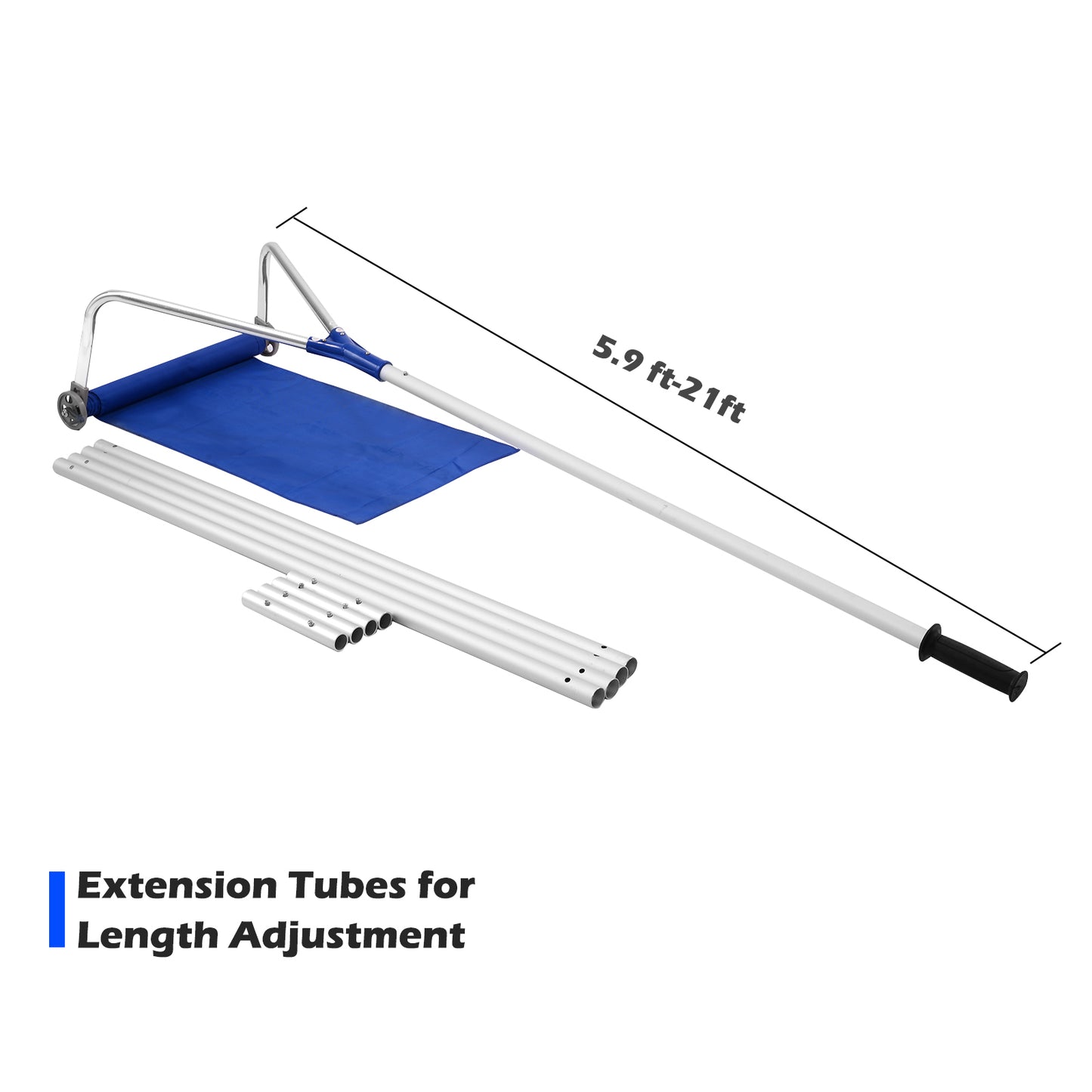 21 Feet Adjustable Aluminium Snow Roof Rake with Wheels and Oxford Slide, Blue Snow Removal at Gallery Canada