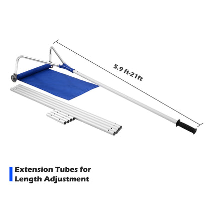 21 Feet Adjustable Aluminium Snow Roof Rake with Wheels and Oxford Slide, Blue Snow Removal at Gallery Canada