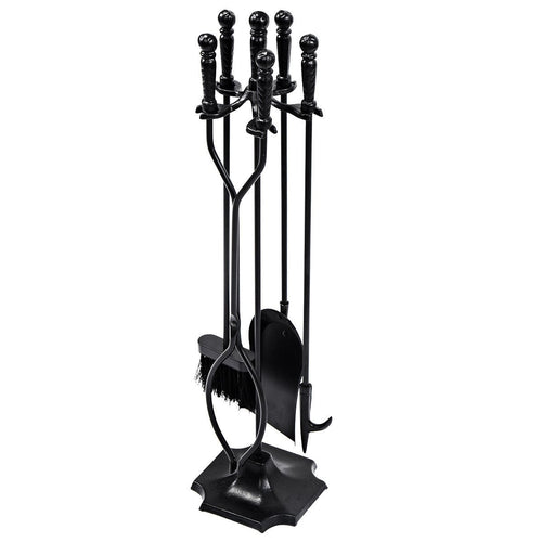 31 Inch 5 Pieces Hearth Fireplace Fire Tools Set, Black
