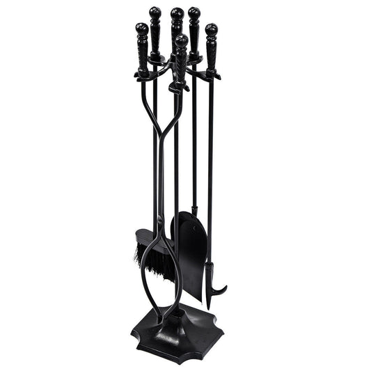31 Inch 5 Pieces Hearth Fireplace Fire Tools Set, Black Fireplace Tools Black at Gallery Canada