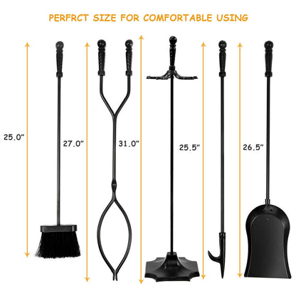 31 Inch 5 Pieces Hearth Fireplace Fire Tools Set, Black Fireplace Tools at Gallery Canada