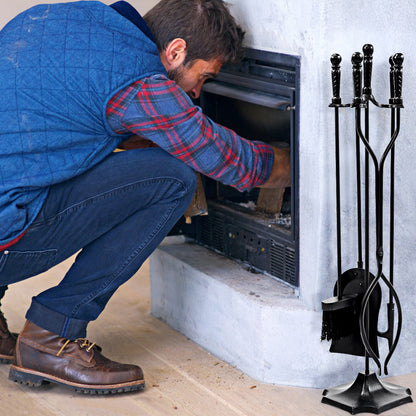 31 Inch 5 Pieces Hearth Fireplace Fire Tools Set, Black Fireplace Tools at Gallery Canada