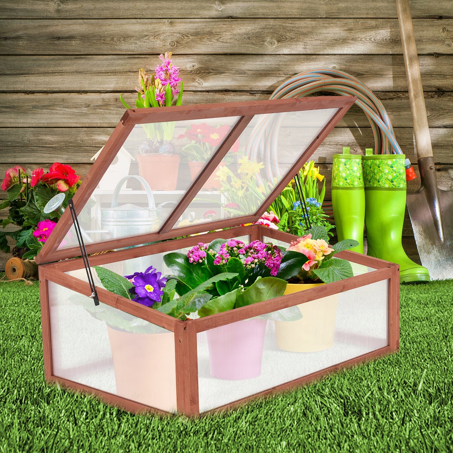 Outdoor Indoor Garden Portable Wooden Greenhouse, Brown Greenhouses at Gallery Canada
