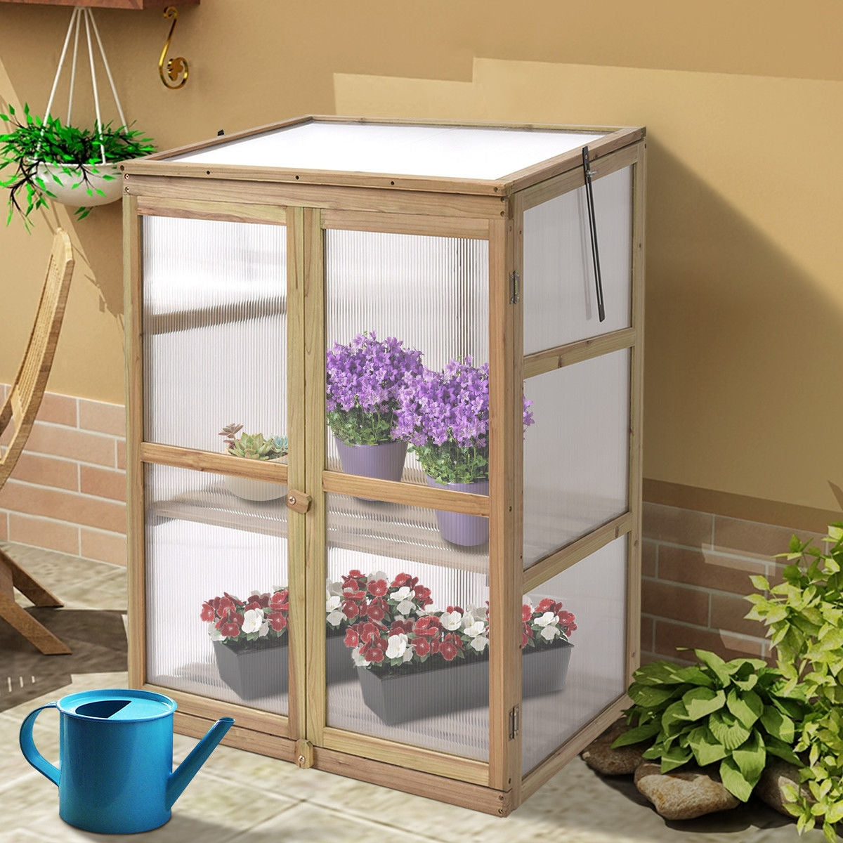 Garden Portable Wooden Raised Plants Greenhouse, Gray Greenhouses at Gallery Canada