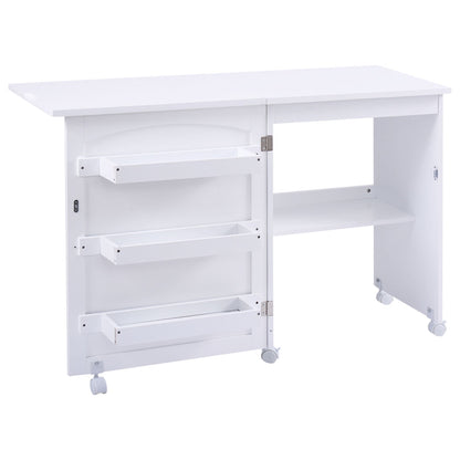 White Folding Swing Craft Table Storage Shelves Cabinet, White Sewing Tables White at Gallery Canada