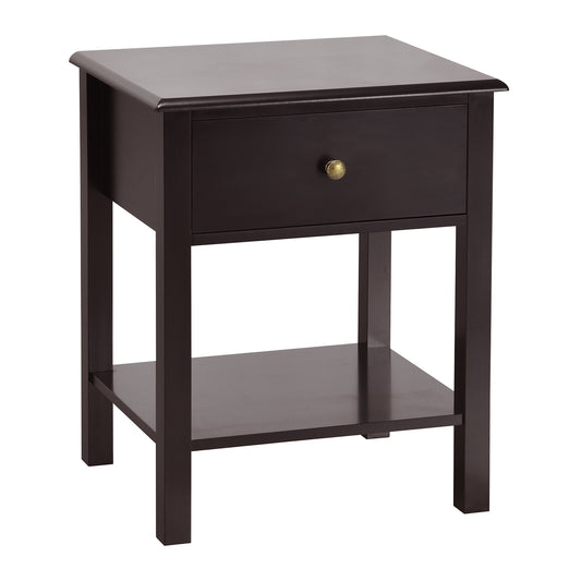 Nightstand End Table with Drawer and Shelf, Brown Nightstands Brown at Gallery Canada
