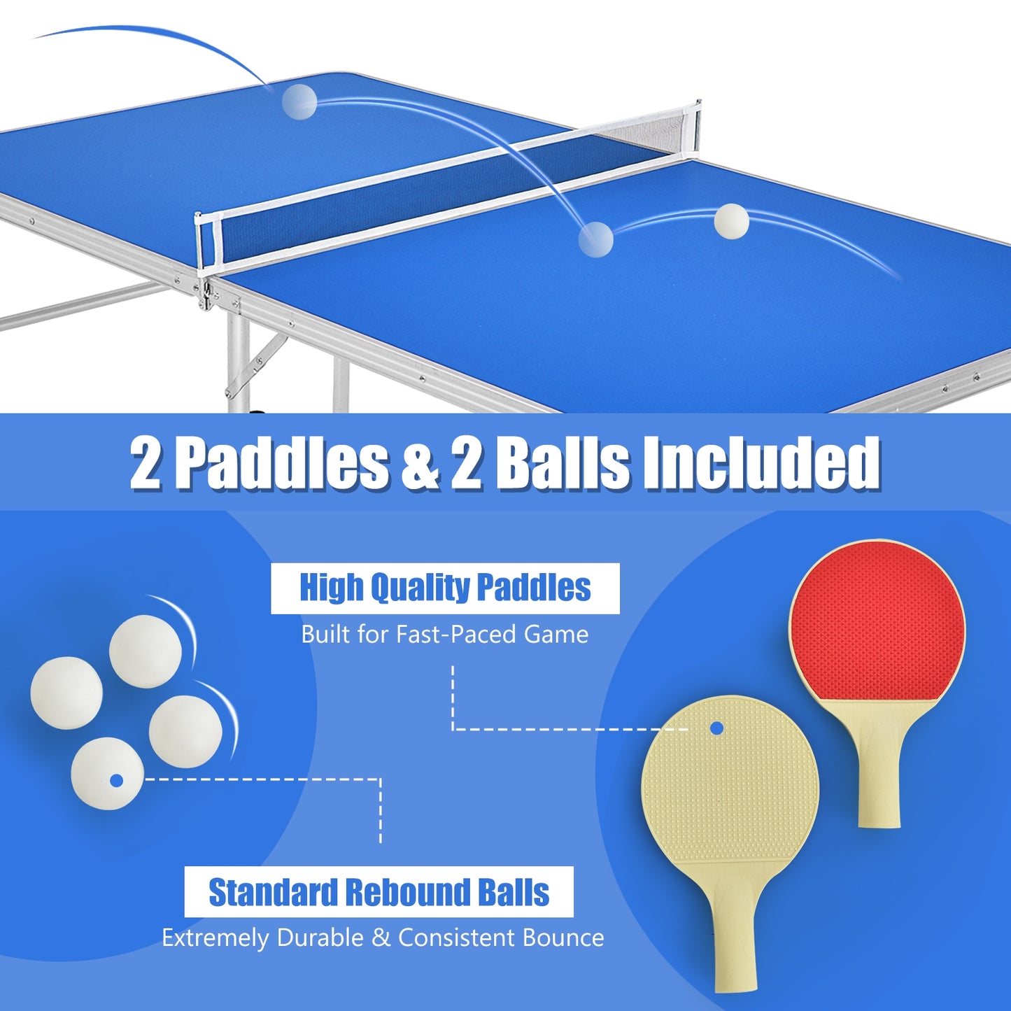 60 Inch Portable Folding Table, With Accessories, Blue Sport Equipments at Gallery Canada