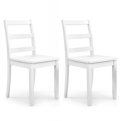 Set Of 2 Wood Dining Chairs, Solid Rubber Wood Legs, White
