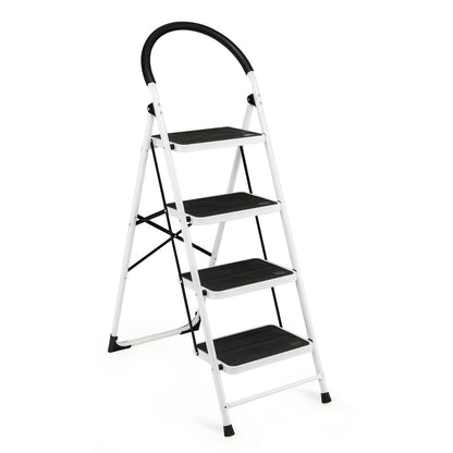 4-Step Folding Ladder with Anti-Slip Pedal Platform 330Lbs Capacity, Black Ladders at Gallery Canada
