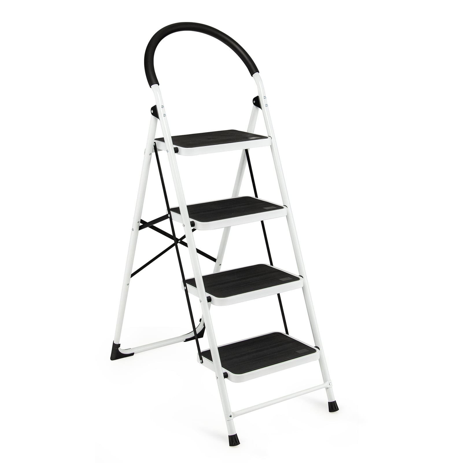 4-Step Folding Ladder, Anti-Slip Pedal, 330Lbs Capacity, Black Ladders Black at Gallery Canada