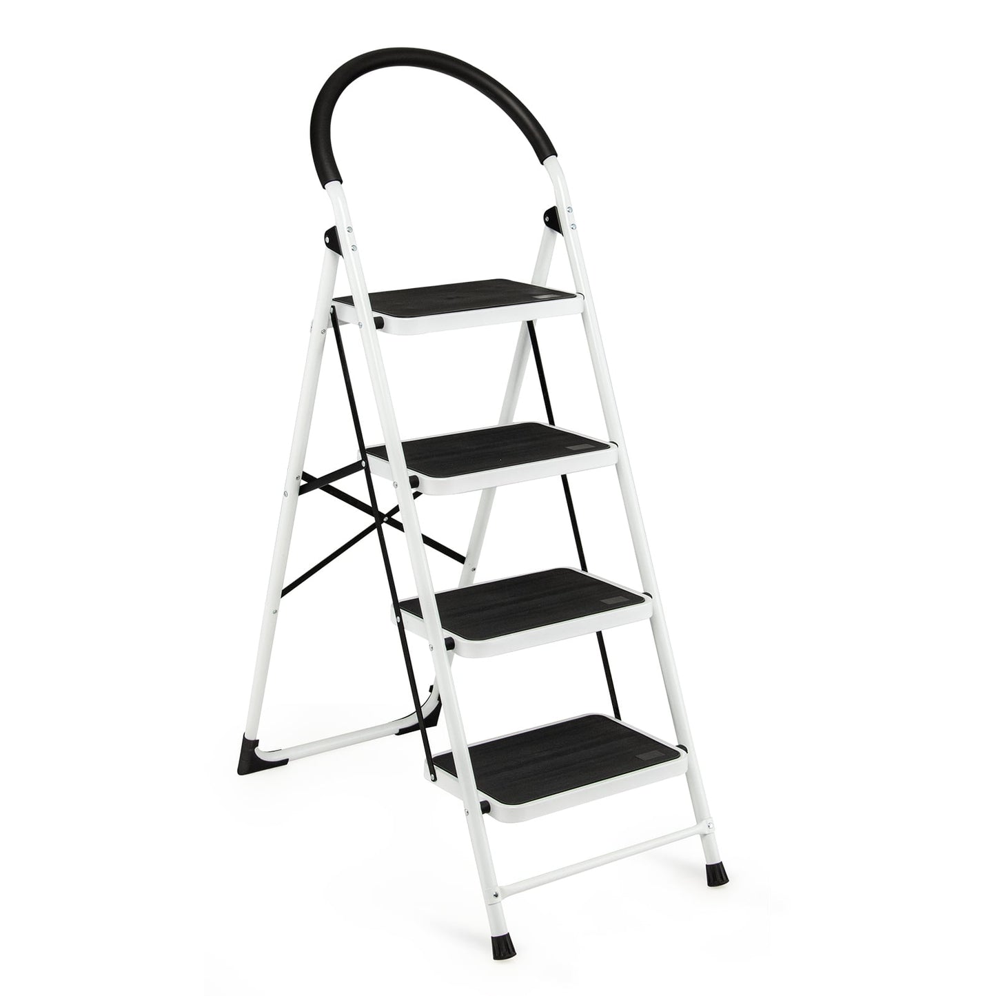 4-Step Folding Ladder, Anti-Slip Pedal, 330Lbs Capacity, Black Ladders Black at Gallery Canada