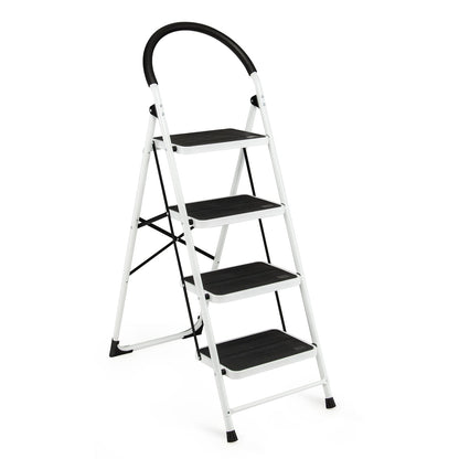 4-Step Folding Ladder, Anti-Slip Pedal, 330Lbs Capacity, Black Ladders Black at Gallery Canada