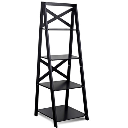 4-Tier Ladder Space-Saving Bookshelf, Black