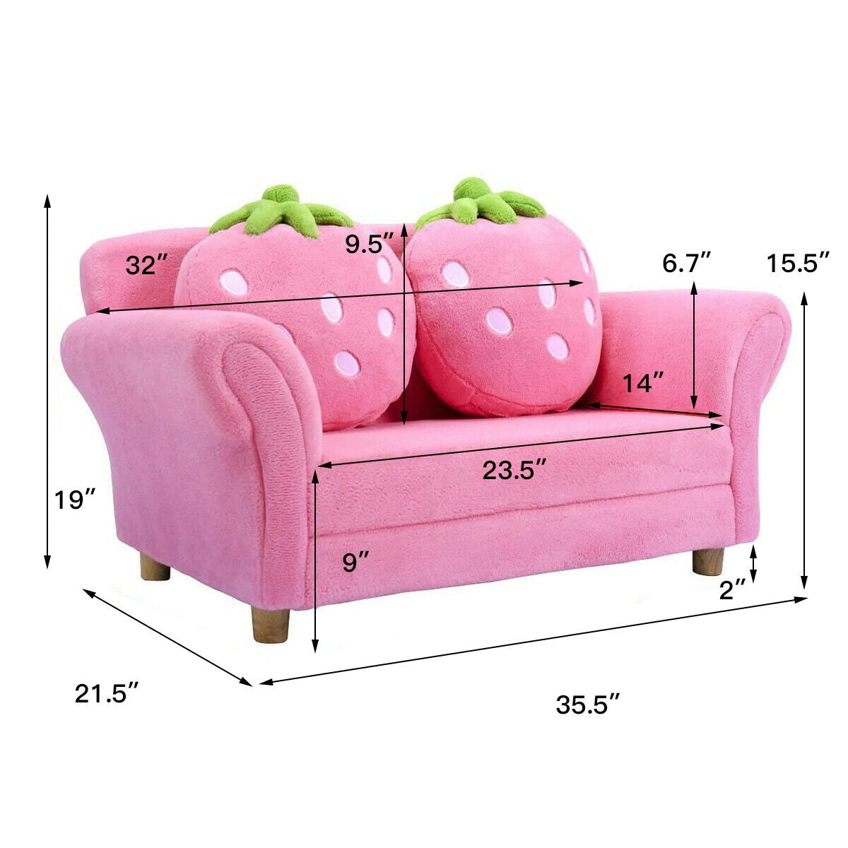 BL/PI Kids Strawberry Armrest Chair Sofa, Pink Kids Chairs & Seating at Gallery Canada
