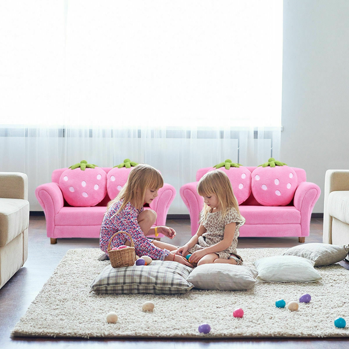 BL/PI Kids Strawberry Armrest Chair Sofa, Pink Kids Chairs & Seating at Gallery Canada