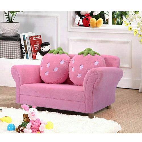 BL/PI Kids Strawberry Armrest Chair Sofa, Pink