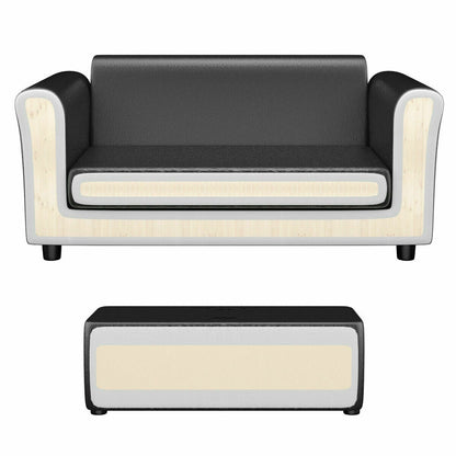 Black/White Kids Double Sofa with Ottoman, Black Kids Chairs & Seating at Gallery Canada