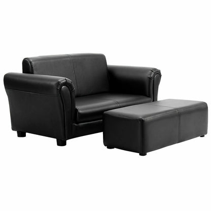 Black/White Kids Double Sofa with Ottoman, Black Kids Chairs & Seating at Gallery Canada
