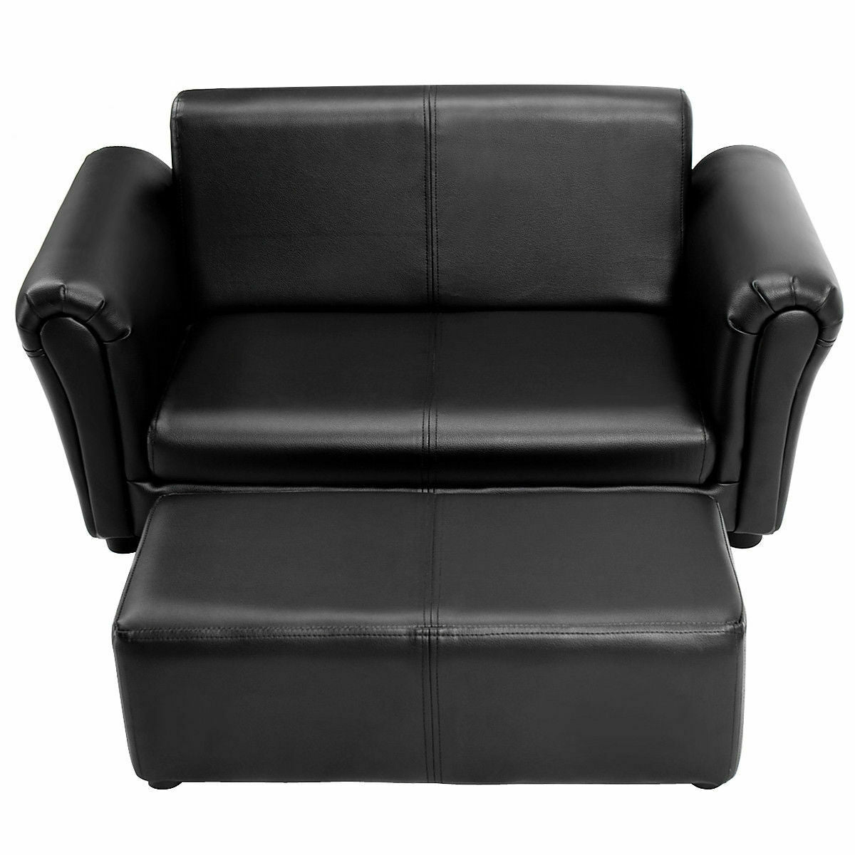Black/White Kids Double Sofa with Ottoman, Black Kids Chairs & Seating Black at Gallery Canada