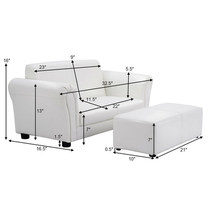 Soft Kids Double Sofa with Ottoman, White Kids Chairs & Seating at Gallery Canada