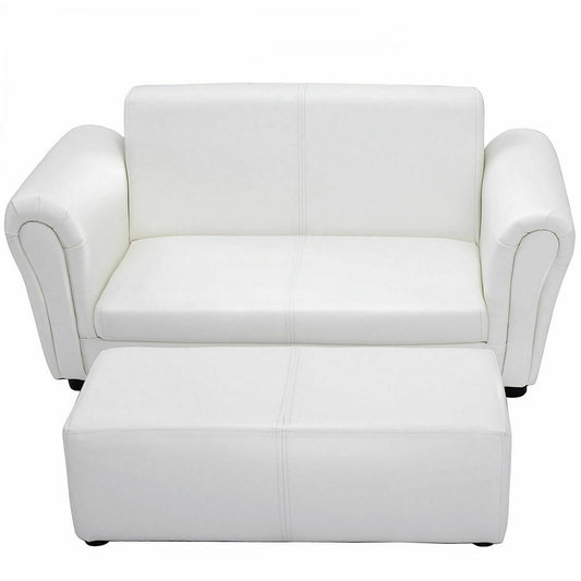Soft Kids Double Sofa with Ottoman, White Kids Chairs & Seating White at Gallery Canada
