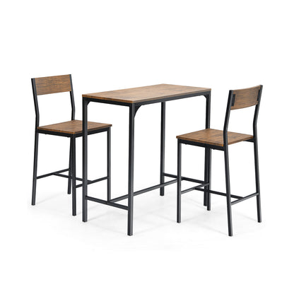 3 Pieces Bar Table Set with 2 Stools, Black Patio Bar Furniture at Gallery Canada