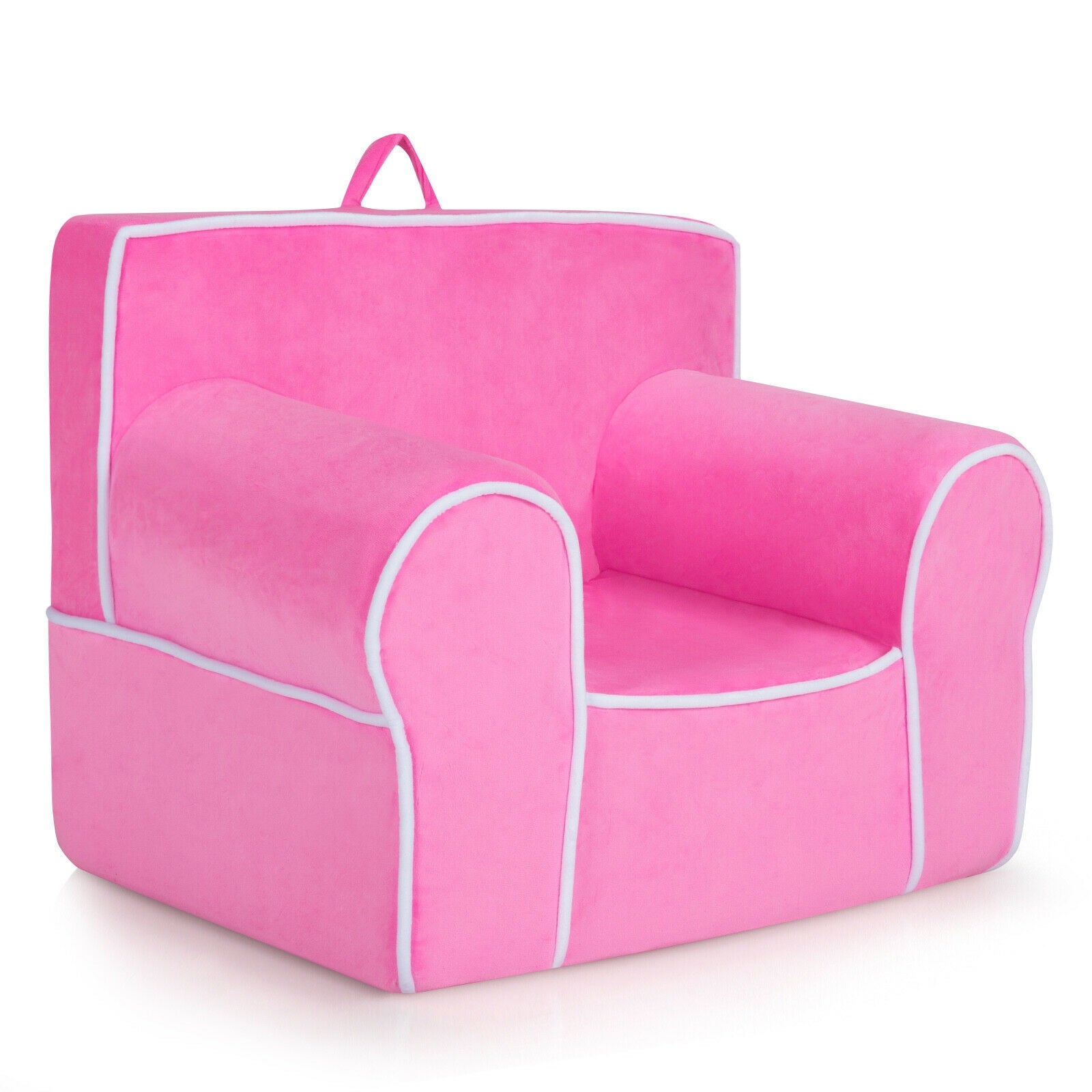 Upholstered Kids Sofa with Velvet Fabric and High-Quality Sponge, Pink Kids Chairs & Seating Pink at Gallery Canada