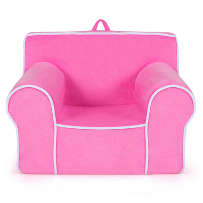 Upholstered Kids Sofa with Velvet Fabric and High-Quality Sponge, Pink Kids Chairs & Seating at Gallery Canada