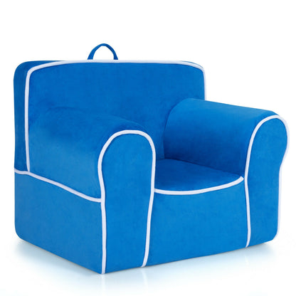 Upholstered Kids Sofa with Velvet Fabric and High-Quality Sponge, Blue Kids Chairs & Seating Blue at Gallery Canada