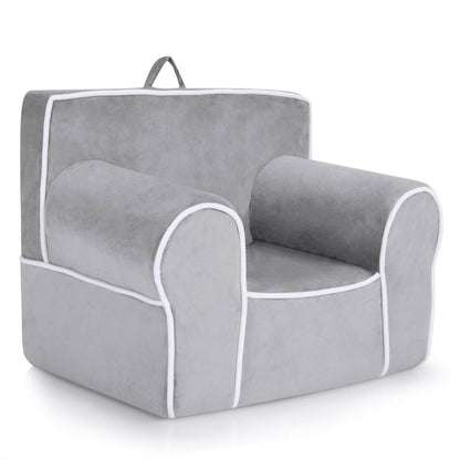 Upholstered Kids Sofa with Velvet Fabric and High-Quality Sponge, Gray Kids Chairs & Seating Gray at Gallery Canada