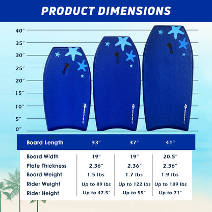 41 Inch Lightweight Portable Surfing Bodyboard, Blue Surfing at Gallery Canada