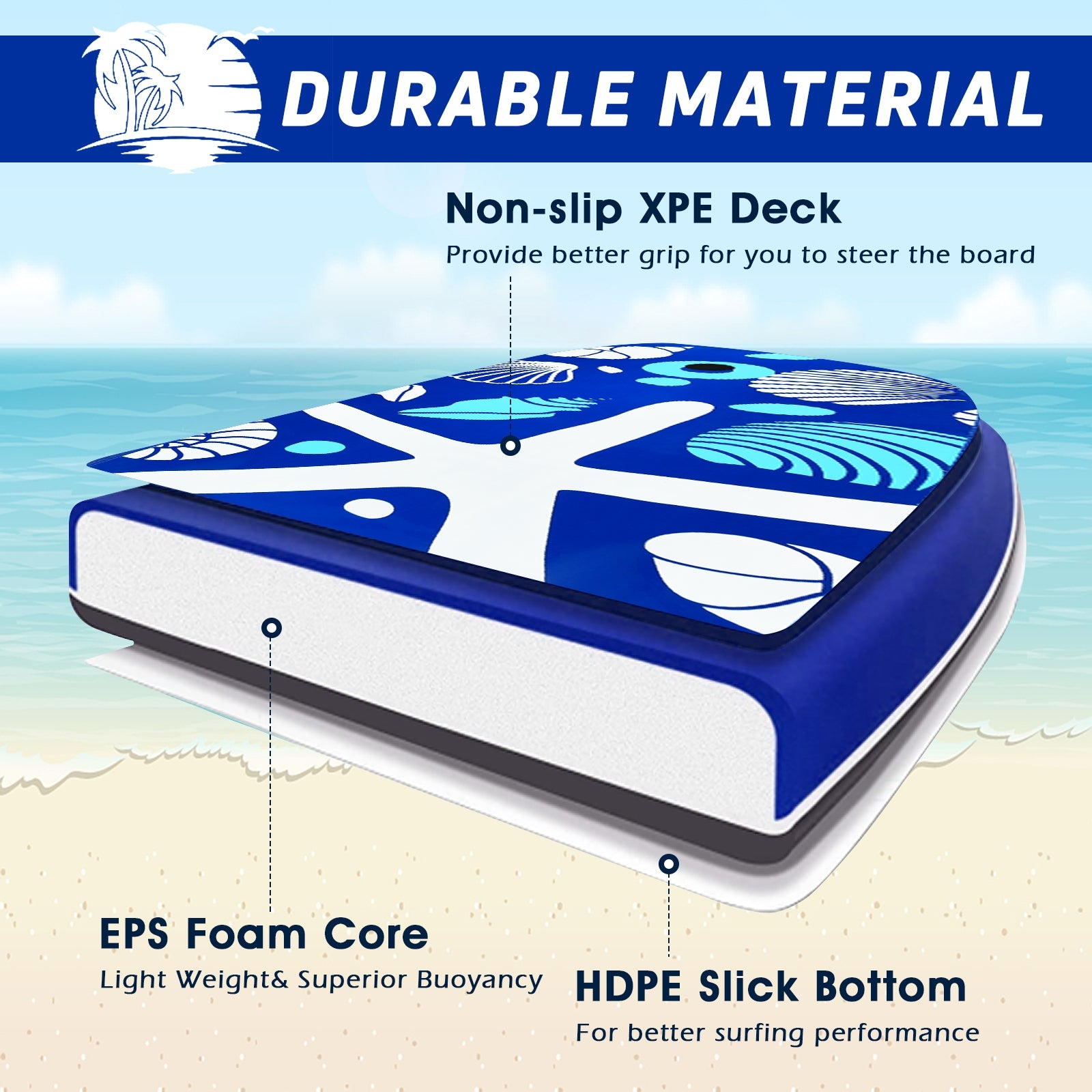41 Inch Lightweight Super Portable Surfing Bodyboard-S, Blue Surfing at Gallery Canada