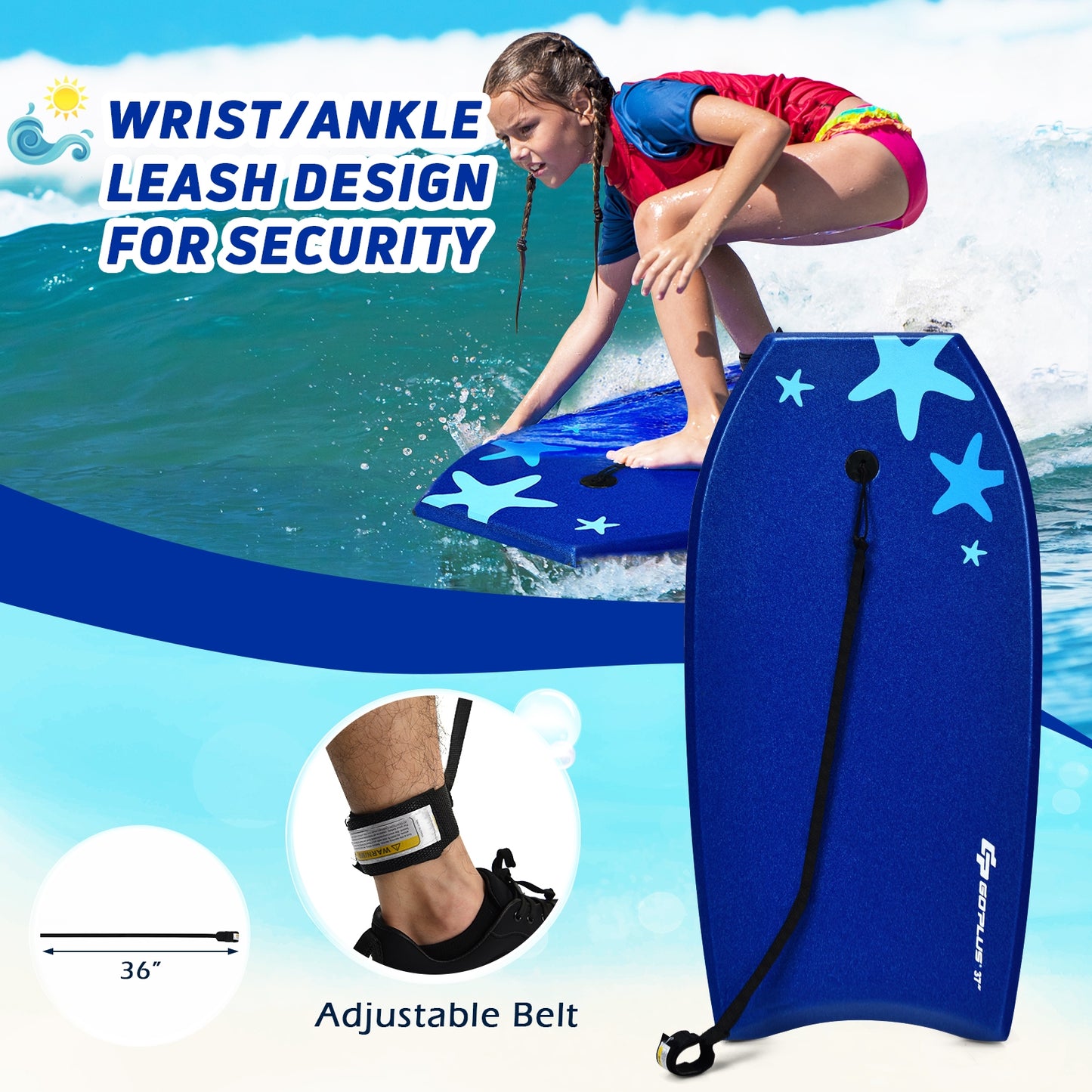 41 Inch Lightweight Super Portable Surfing Bodyboard-S, Blue Surfing at Gallery Canada