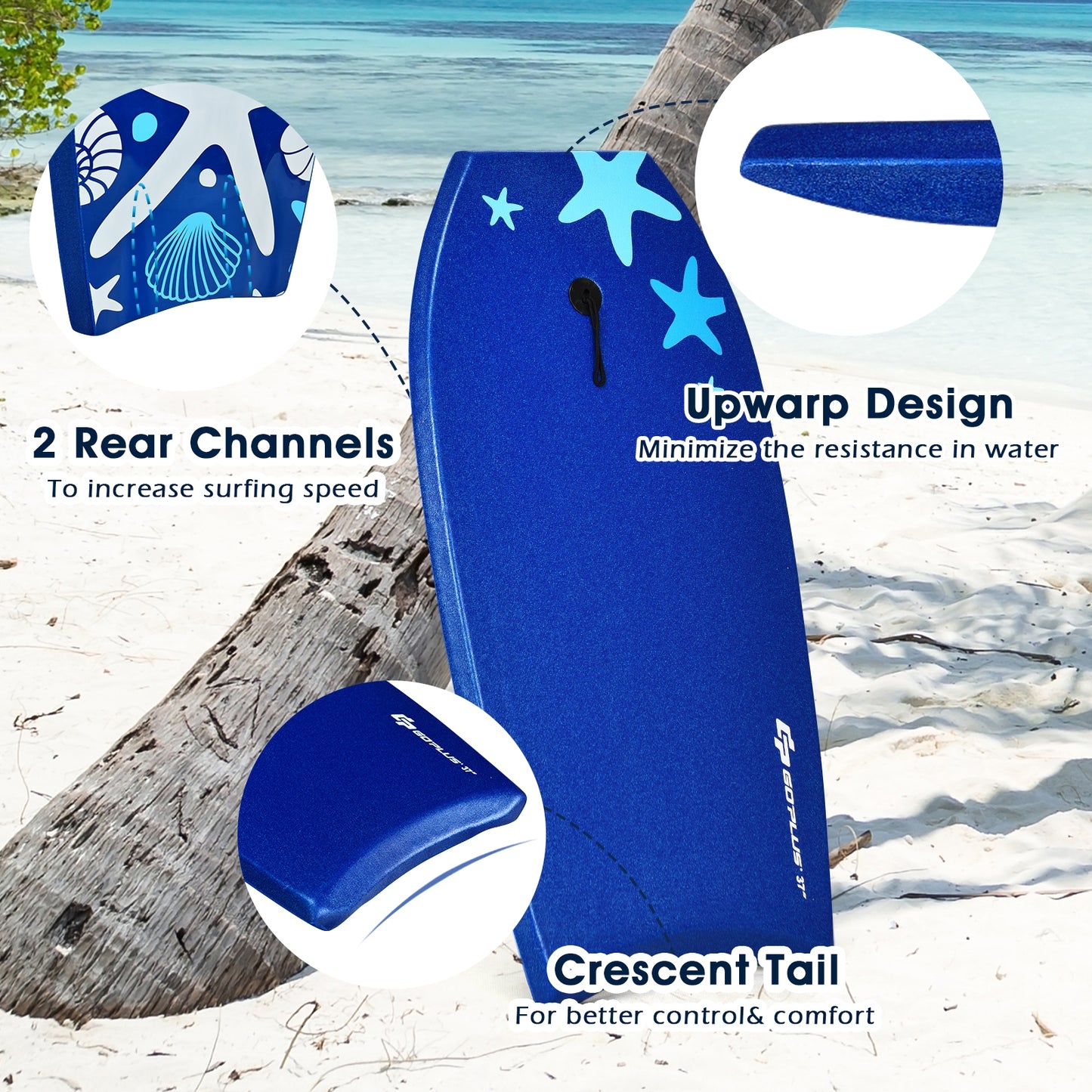 41 Inch Lightweight Super Portable Surfing Bodyboard-S, Blue Surfing at Gallery Canada