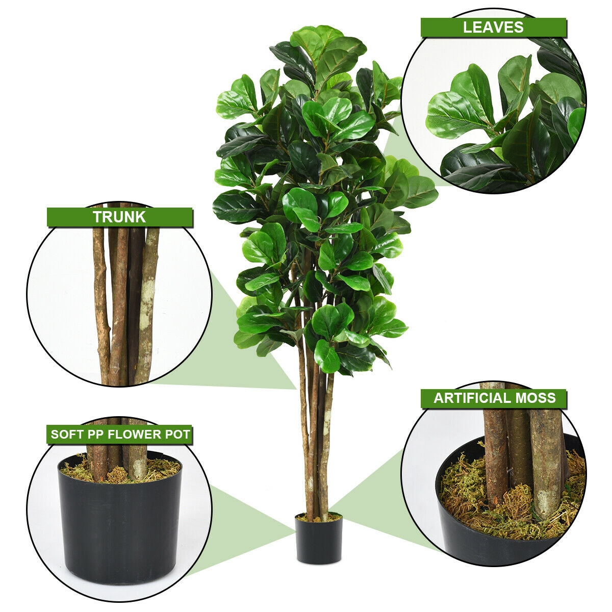 6-Feet Artificial Indoor-Outdoor Home Decorative Planter, Green Faux Plants at Gallery Canada