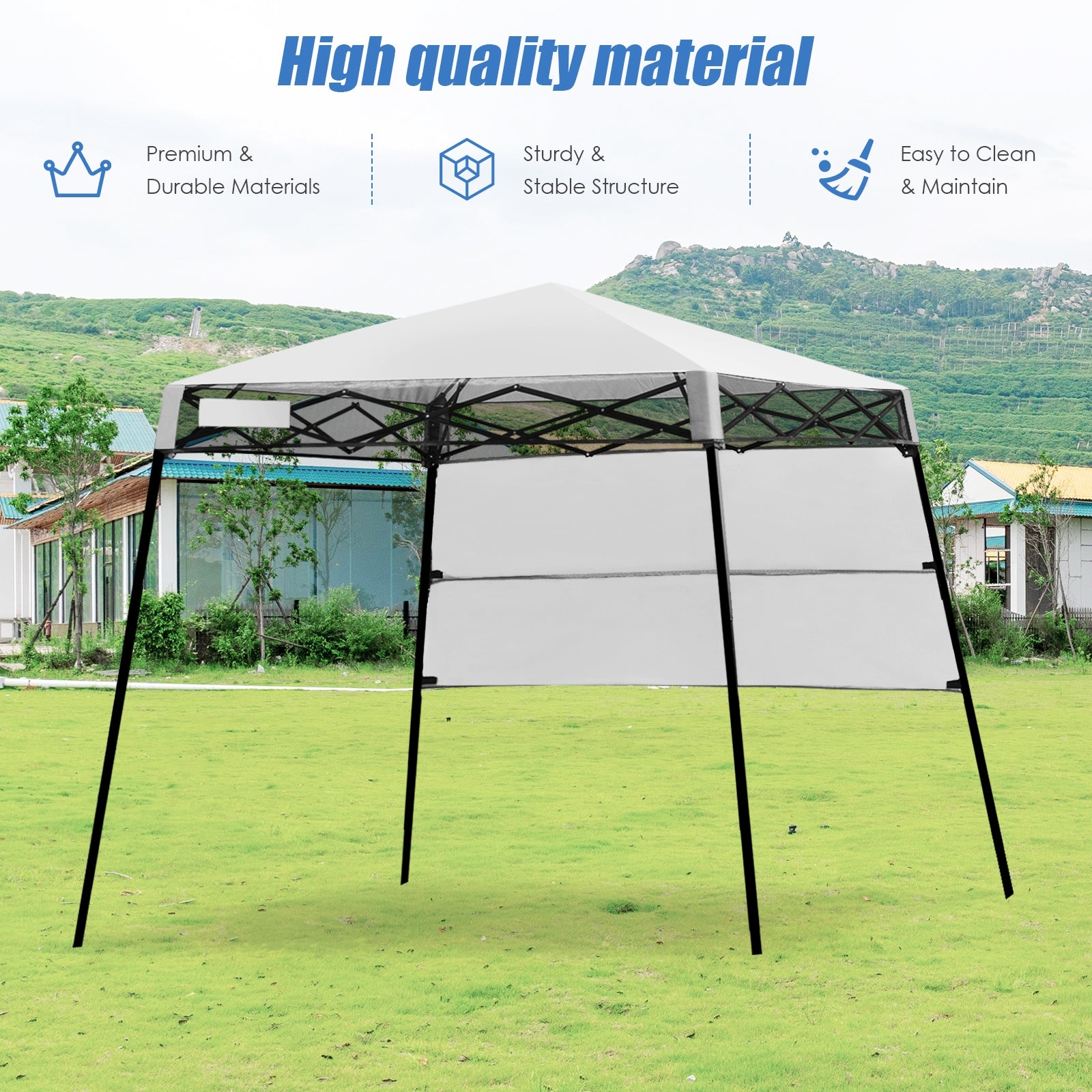 7 x 7 Feet Sland Adjustable Portable Canopy Tent with Backpack, White Canopies at Gallery Canada