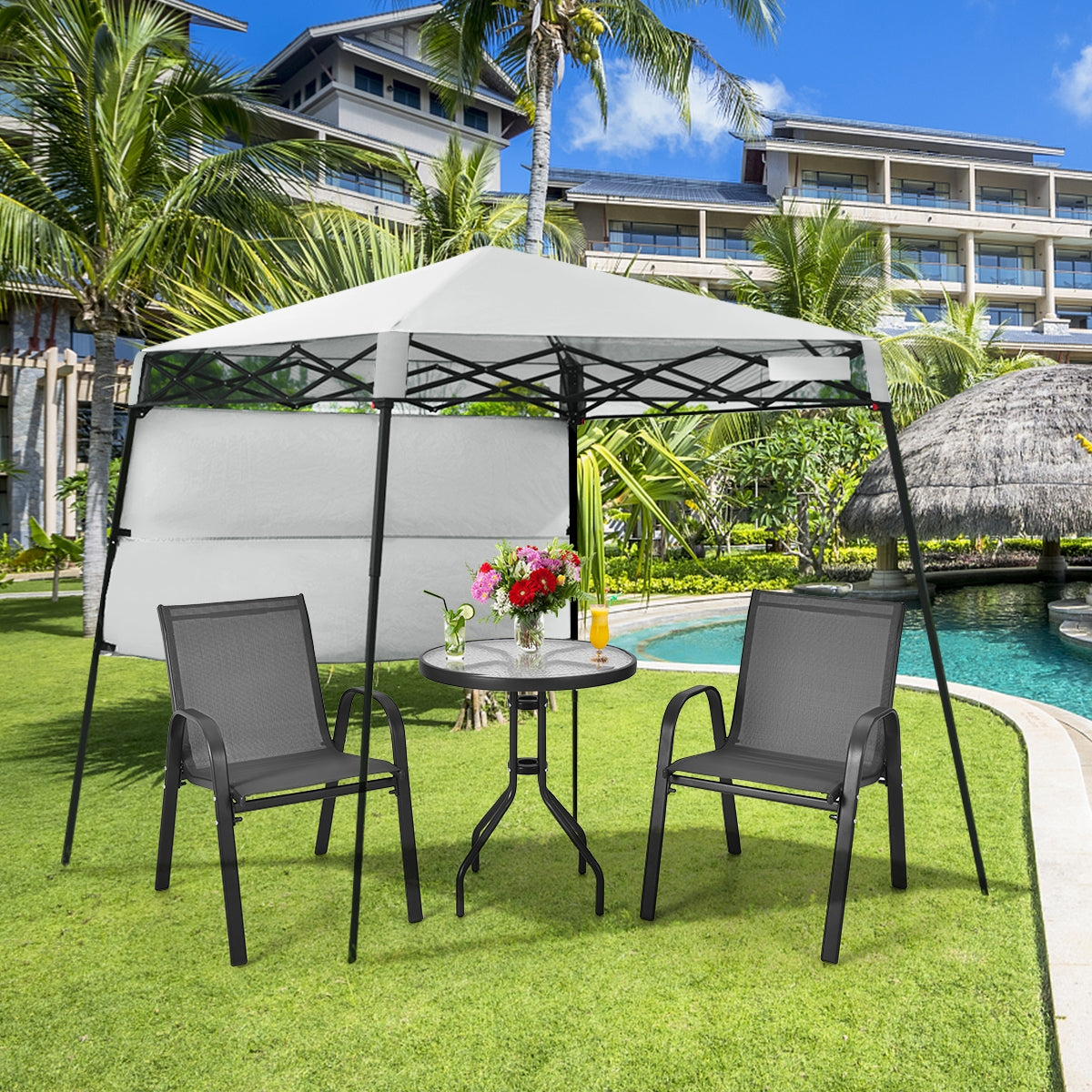 7 x 7 Feet Sland Adjustable Portable Canopy Tent with Backpack, White Canopies at Gallery Canada