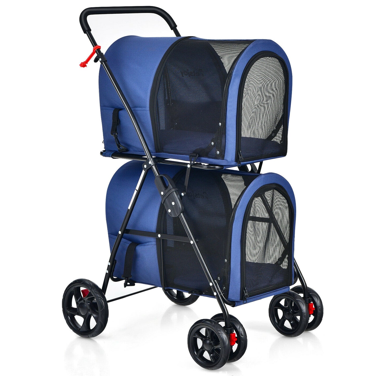 4-In-1 Double Pet Stroller, Detachable Carrier, Travel Carriage, Blue Dog Supplies at Gallery Canada