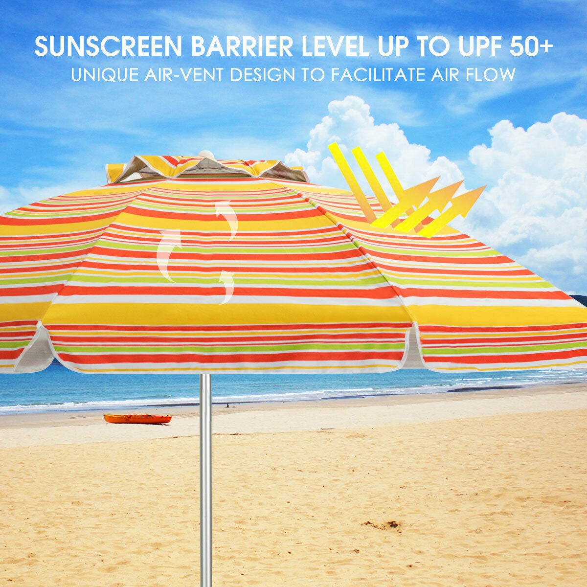 6.5 Feet Beach Umbrella, Sun Shade, Carry Bag, Orange Outdoor Umbrellas at Gallery Canada