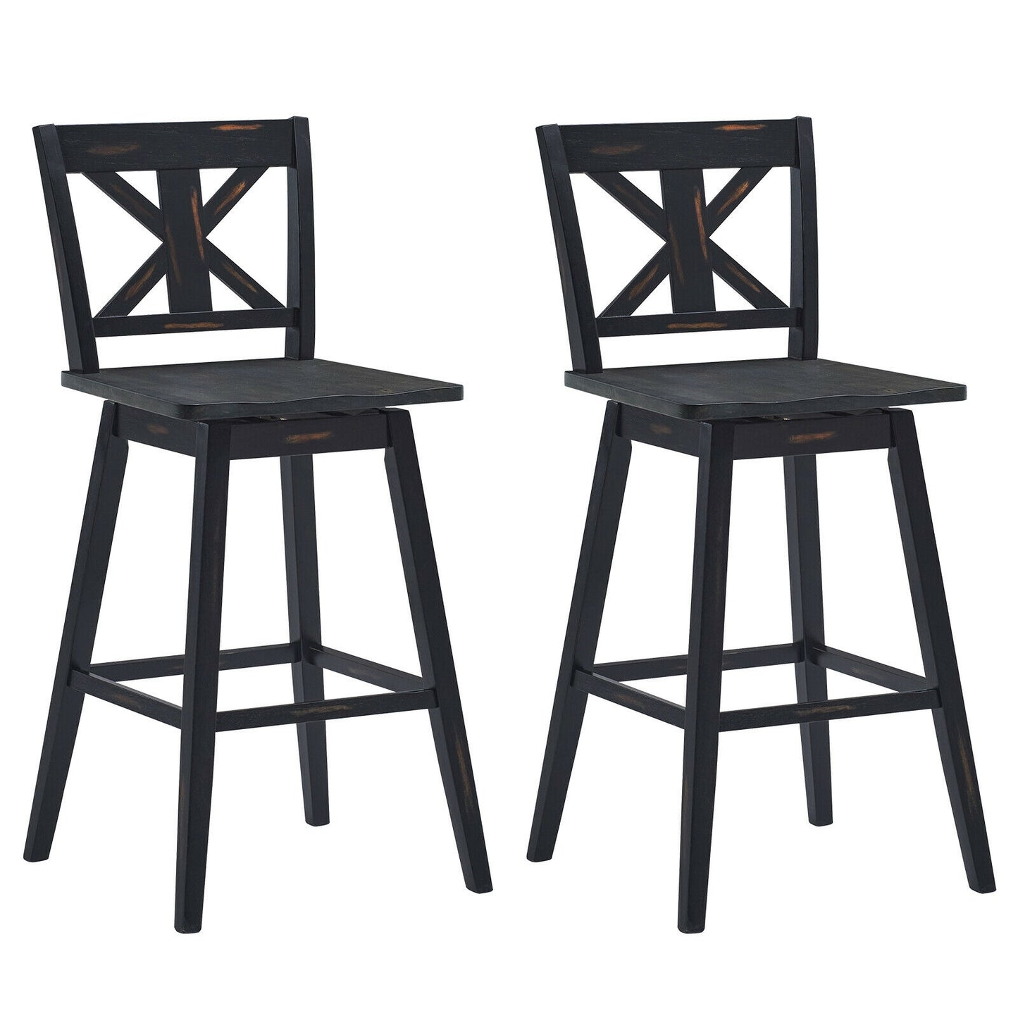 Set Of 2 360-Degree Swivel Bar Stools, Black