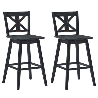 Set Of 2 360-Degree Swivel Bar Stools, Black