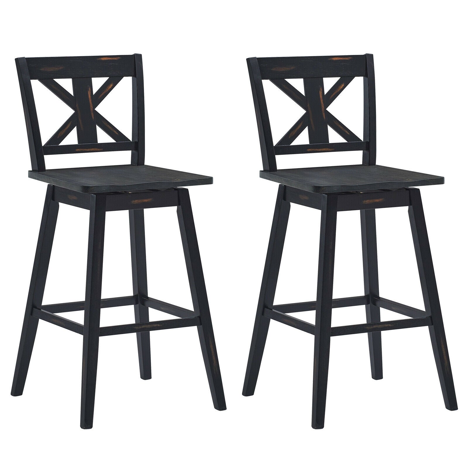 Set of 2 360-Degree Swivel Bar Stools for Home Restaurant, Black Bar Stools Black at Gallery Canada