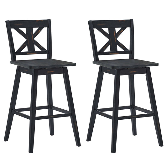 Set of 2 360-Degree Swivel Bar Stools for Home Restaurant, Black Bar Stools Black at Gallery Canada