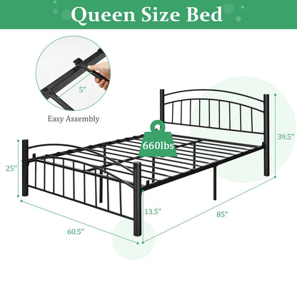 Modern Platform Bed With Headboard, Footboard, Queen Size, Black Simple Bed Frame at Gallery Canada