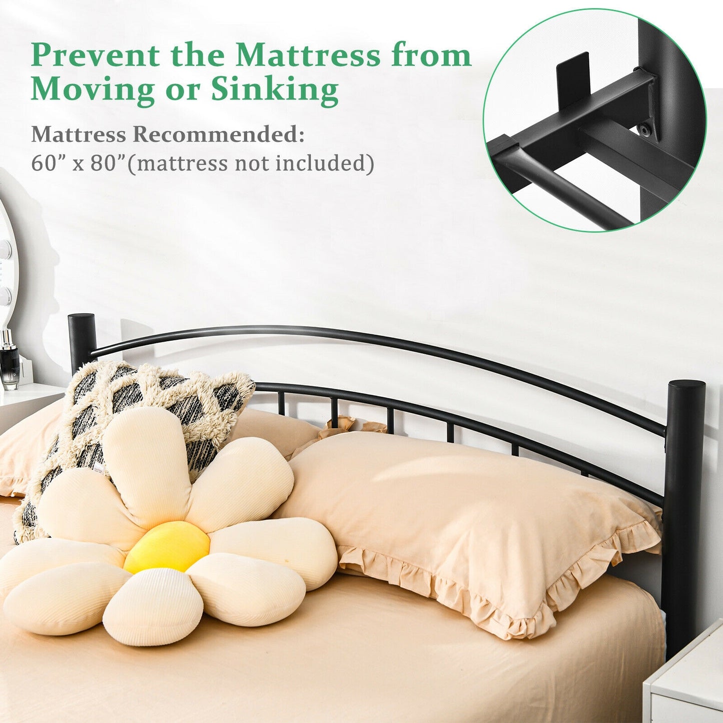 Modern Platform Bed With Headboard, Footboard, Queen Size, Black Simple Bed Frame at Gallery Canada