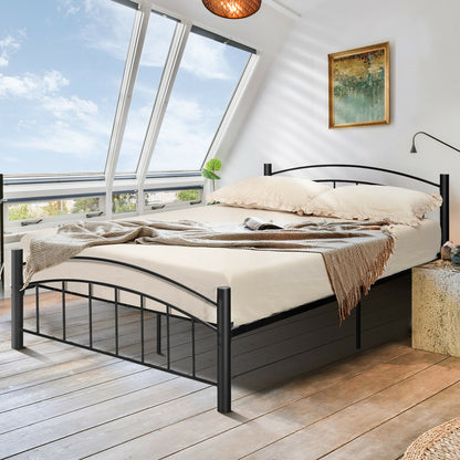 Modern Platform Bed With Headboard, Full Size, Black Simple Bed Frame at Gallery Canada