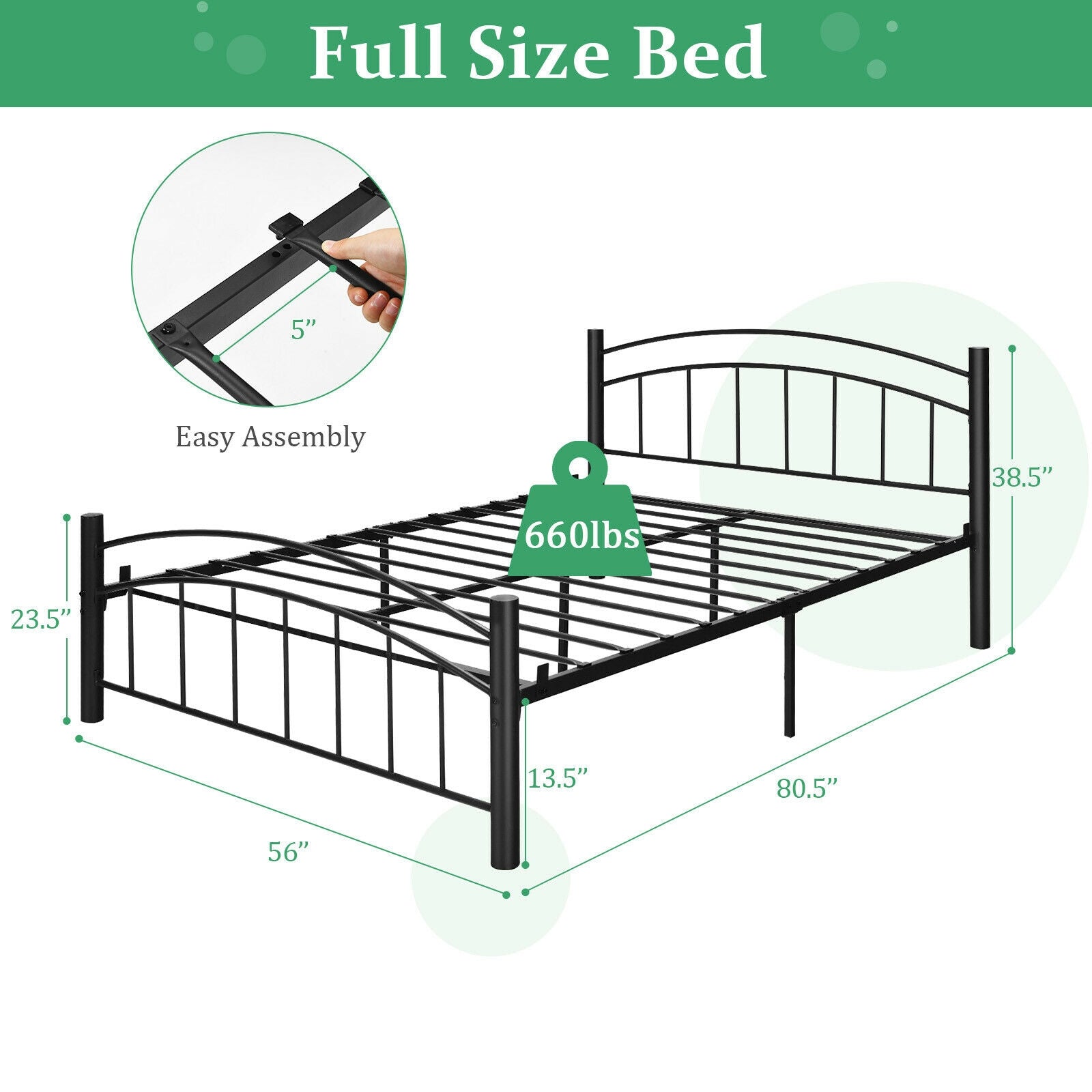 Modern Platform Bed With Headboard, Full Size, Black Simple Bed Frame at Gallery Canada