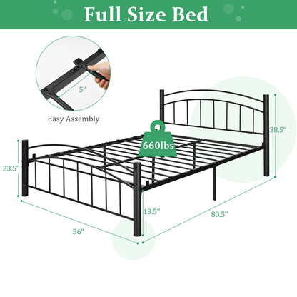 Modern Platform Bed With Headboard, Full Size, Black Simple Bed Frame at Gallery Canada